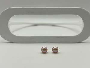 Pink Freshwater Button Pearl Earrings | Small 7mm