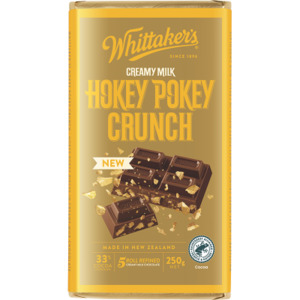 Whittaker's Hokey Pokey Crunch 33% Cocoa Milk Chocolate Block 250g