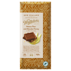 Whittaker's Nelson Pear & Manuka Honey Chocolate Block 100g
