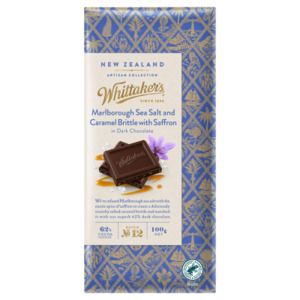 Whittaker's Marlborough Sea Salt & Caramel Brittle With Saffron Chocolate Block 100g