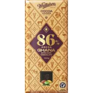 Whittaker's Cocoa Lovers Collection 86% Ghana Dark Chocolate Block 100g