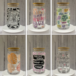 Pre Designed Gifts: Printed Glass Can with Lid