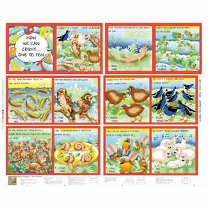 Children Babies Quilt Panels: Kiwiana Book Panel Counting 123