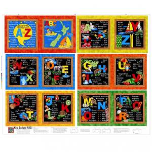 Children Babies Quilt Panels: New Zealand ABC Book Panel