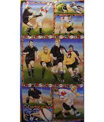 Children Babies Quilt Panels: Kiwiana Panels-Running Rugby