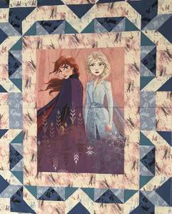 Children Babies Quilt Panels: Frozen 2 Faux Quilt Panel