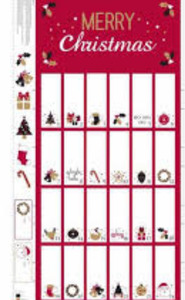 Christmas Quilt Panels: Advent Calendar Red/Gold