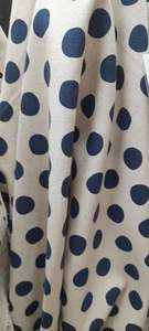 Linen Dress Fabric: Kochi Natural/ Navy 110cm 80% Cotton 20% Linen