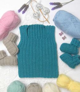 4ply Yarn: Lullaby 4ply P283 - Rib Singlet & Boots