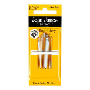 Hand Sewing Needles: John James Embroidery Size 3/9