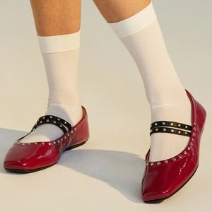 Rollie: ROLLIE BALLET MARY JANE STUD MERLOT PATENT