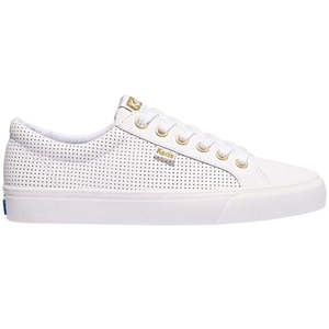 Keds: KEDS JUMP KICK PERFORATED LEATHER WHITE GOLD