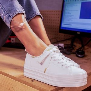 Keds: KEDS TRIPLE UP LEATHER WHITE