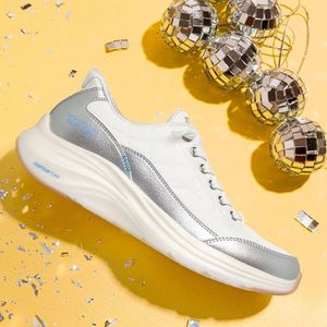 Sneakers: SKECHERS SLIP-INS CONTOUR FOAM METALLIC DREAM WHITE SILVER 150416