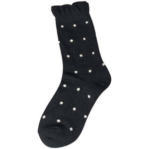 MINX DOT FRILL MID SOCK BLACK IVORY SPOT