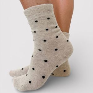 MINX DOT FRILL MID SOCK OATMEAL BLACK SPOT