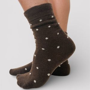 MINX DOT FRILL MID SOCK CHOCOLATE IVORY SPOT