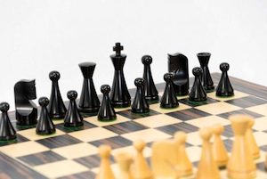 Modern Staunton Chess Set with Ebony Board. 101mm King