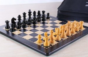 Products: Deluxe Magnetic Travel Chess Set Ebony Finish. 200 x 200mm