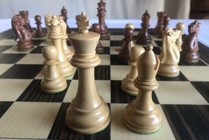 Chess: Babul Super Classic HEAVY WEIGHTED Chess Set with Ebony Board. 101mm King