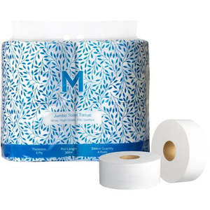 Systems Toilet Tissue: MATTHEWS 2 Ply Jumbo Toilet Roll Bale- 300m/roll, 8 rolls/case FSC