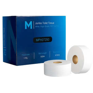 Systems Toilet Tissue: MATTHEWS 1 Ply Jumbo Toilet Roll - 500m/roll, 8 rolls/case FSC