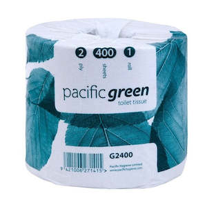 Rolled Toilet Tissue: Recycled 2 Ply Green Toilet Roll - 400 sheets/roll, 48 rolls/case