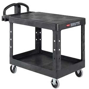 Materials Handling And Industrial Carts: Rubbermaid BRUTE Heavy Duty Flat Shelf Utility Cart Medium - Beige & Black