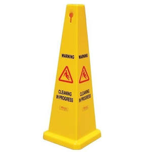 Safety Signage: FILTA Gala Safety Cone - "CLEANING IN PROGRESS" - Yellow - 900mm
