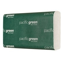 Interleaved Handtowel: Pacific Green Recycled Slim Towel 23cm x 21cm - 4000 Sheets - 250 sheets/pack, 16 packs/case