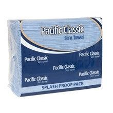 Slim Towels: Slim Classic Towel FSC Blue 'Splash-Proof' pack - 200 sheets/pack, 18 packs/case