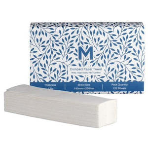 Interleaved Handtowel: MATTHEWS Compact Paper Towel - White, 1 Ply, 190mm x 250mm, FSC® Mix (2400)