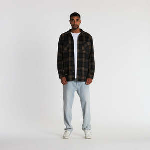 Mens Sale: Mason Flannel Shirt - Brown/Dark Grey