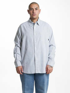 Mens Sale: Occasions Long Sleeve Shirt - Olive Night Stripe