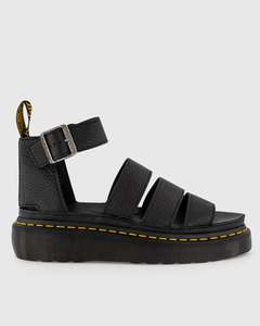 Doc Martens Womens: Clarissa II Quad 3 Strap Sandal - Black Milled Nappa