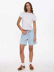 Billie Low Rise Baggy Embro Short - Serenity Blue