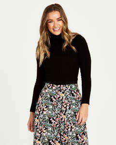 Ginny Rib Knit Top - Black