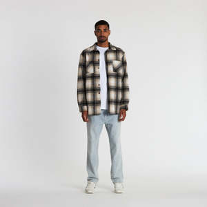 Mason Flannel Shirt - Tan/Grey