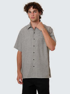 Thrills Mens: Union Short Sleeve Check Shirt - Light Stone