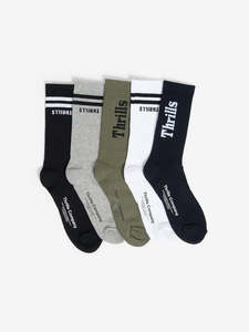 Thrills Mens: Minimal 5 Pack Sock - Multi
