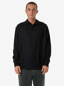 Thrills Mens: Hemp Oversized Long Sleeve Shirt - Black