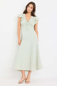 Among The Brave Womens: Ovation Gingham Midi Dress - Sage