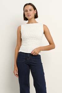 Untamed Sleeveless Boatneck Top - White Lace