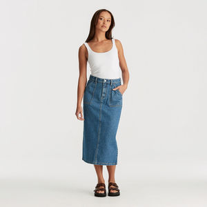 Riders Womens: Hi Midi Skirt - Blue Morning