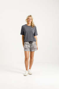 Home Lee Womens: Becky Tee - Graphite with Ivory X