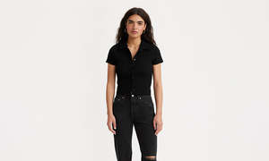 Cloud Button Up Top - Caviar