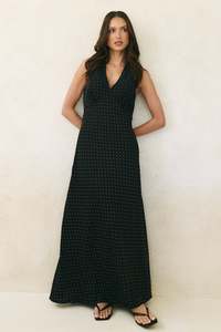 Aston Ditsy  Flared Dress - Black Polka Dot