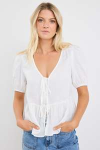 Stories Be Told: Restore Peplum S/S Top - Ivory