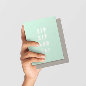 Gifts: Sip Sip Hooray Greeting Card - Mint