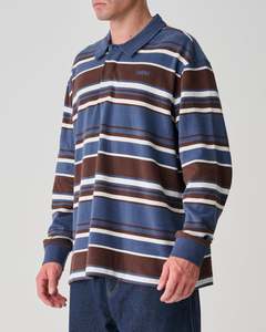 S Double: Peach Stripe Rugby Top - Navy